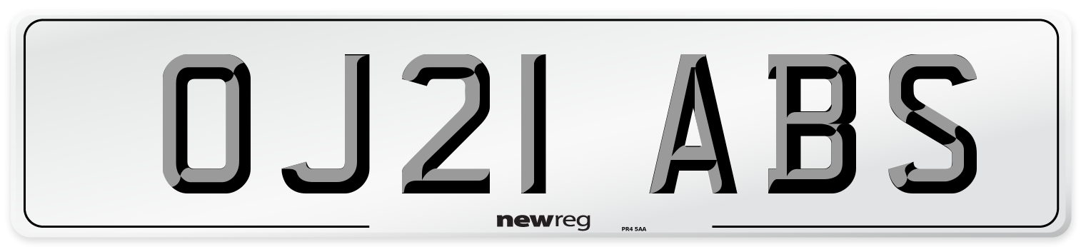 OJ21 ABS Number Plate from New Reg